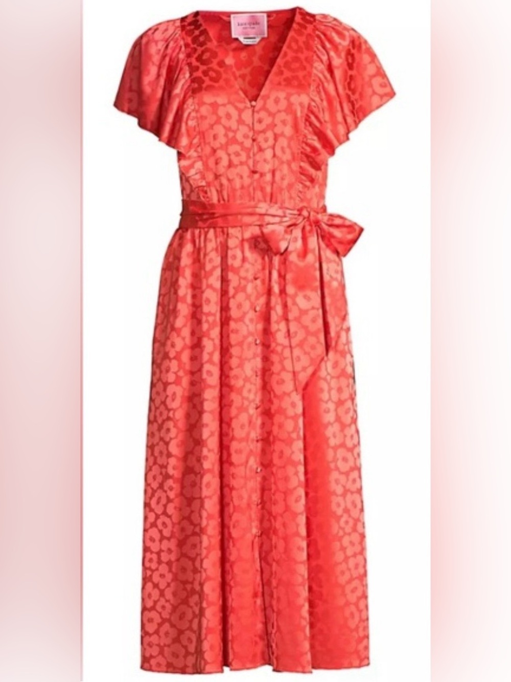 kate spade Coral Floral Satin Wrap Dress